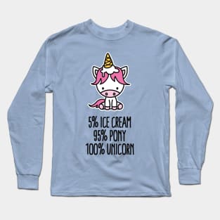 5% ice cream 95% pony 100% unicorn pun funny girl Long Sleeve T-Shirt